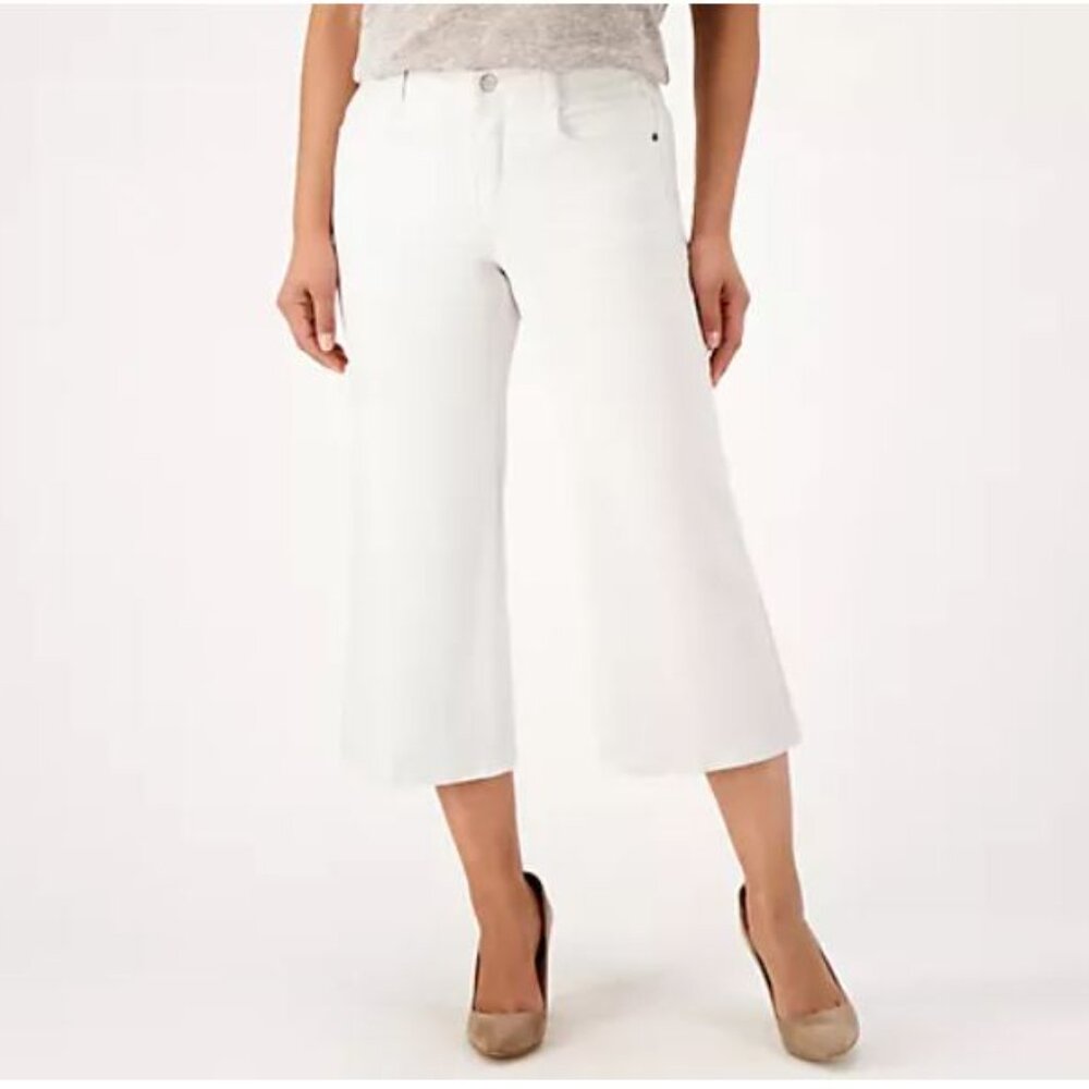 NYDJ Cool Embrace Wide Leg Denim Crop Jeans- Optic White , Petite 22W